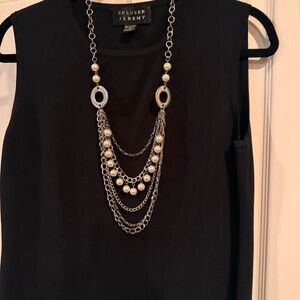 Fashion layered necklace.  Silver.